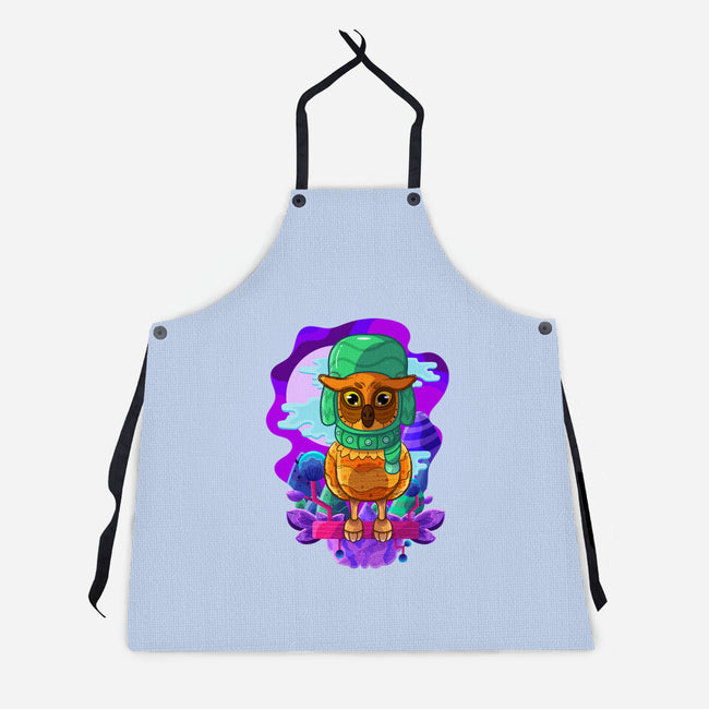 Vibrant Owl-unisex kitchen apron-ChecheStyle