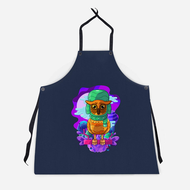 Vibrant Owl-unisex kitchen apron-ChecheStyle