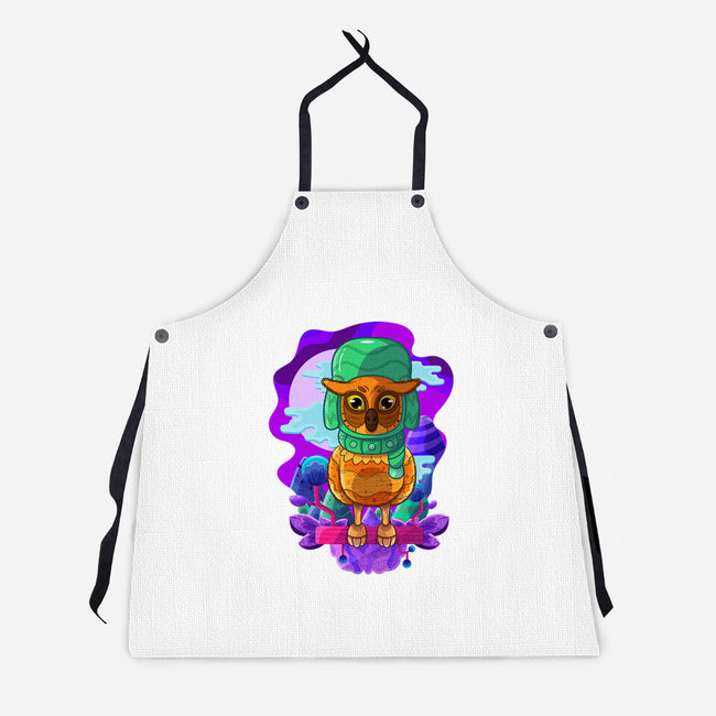 Vibrant Owl-unisex kitchen apron-ChecheStyle