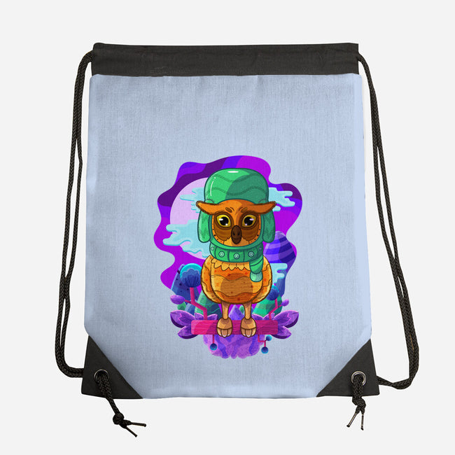 Vibrant Owl-none drawstring bag-ChecheStyle