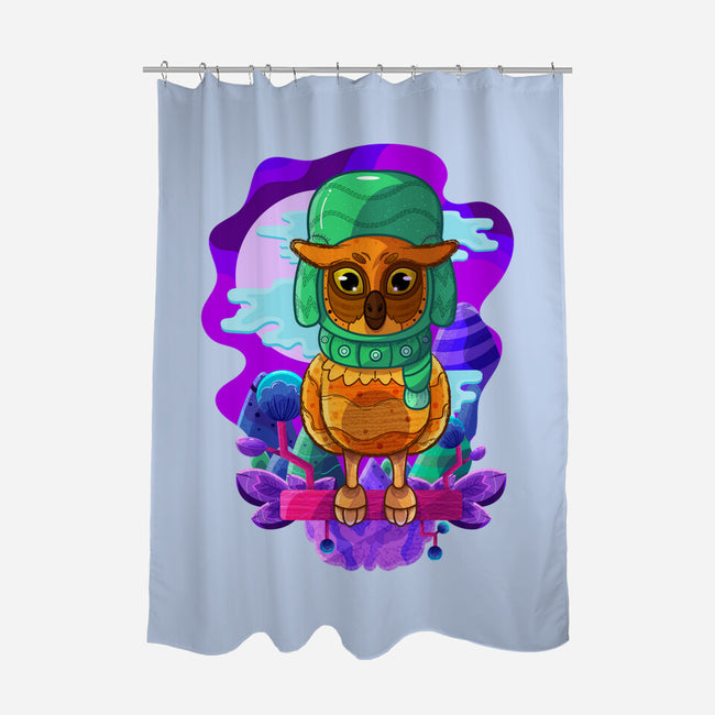 Vibrant Owl-none polyester shower curtain-ChecheStyle