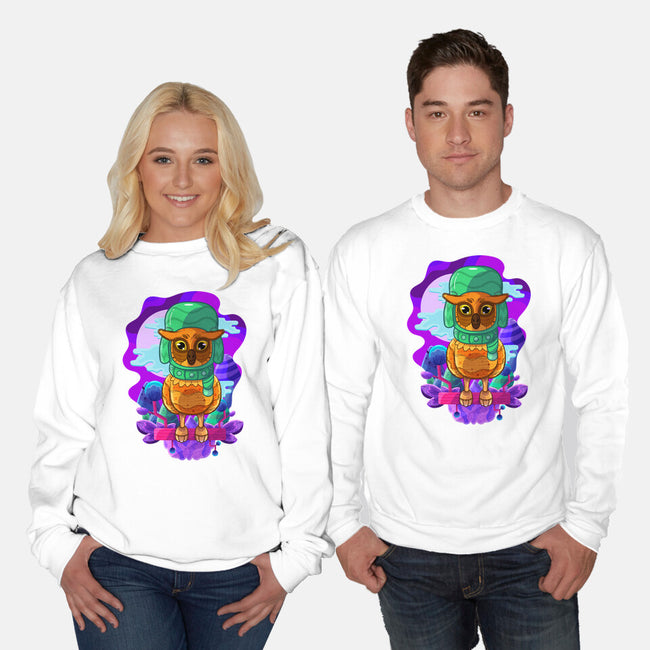 Vibrant Owl-unisex crew neck sweatshirt-ChecheStyle