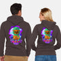 Vibrant Owl-unisex zip-up sweatshirt-ChecheStyle