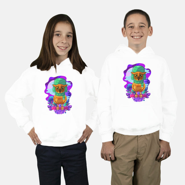 Vibrant Owl-youth pullover sweatshirt-ChecheStyle