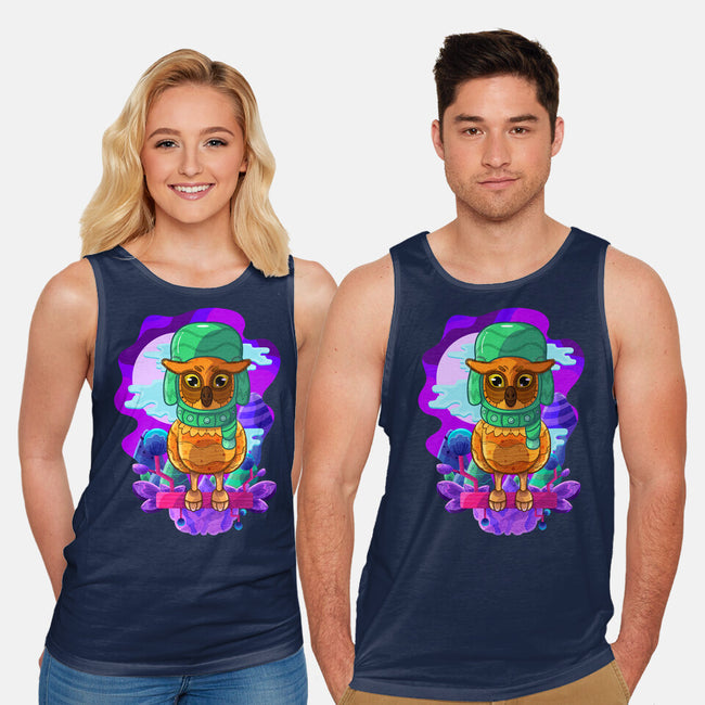 Vibrant Owl-unisex basic tank-ChecheStyle
