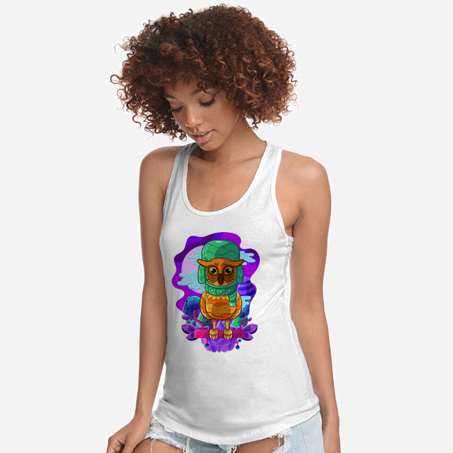 Vibrant Owl-womens racerback tank-ChecheStyle