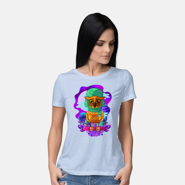 Vibrant Owl-womens basic tee-ChecheStyle