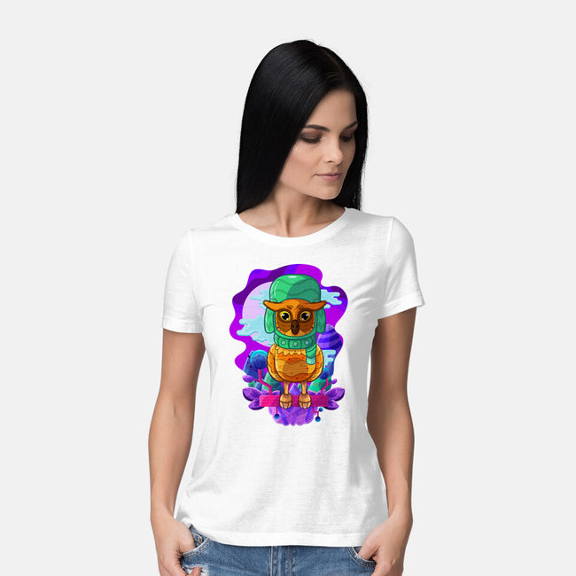 Vibrant Owl-womens basic tee-ChecheStyle
