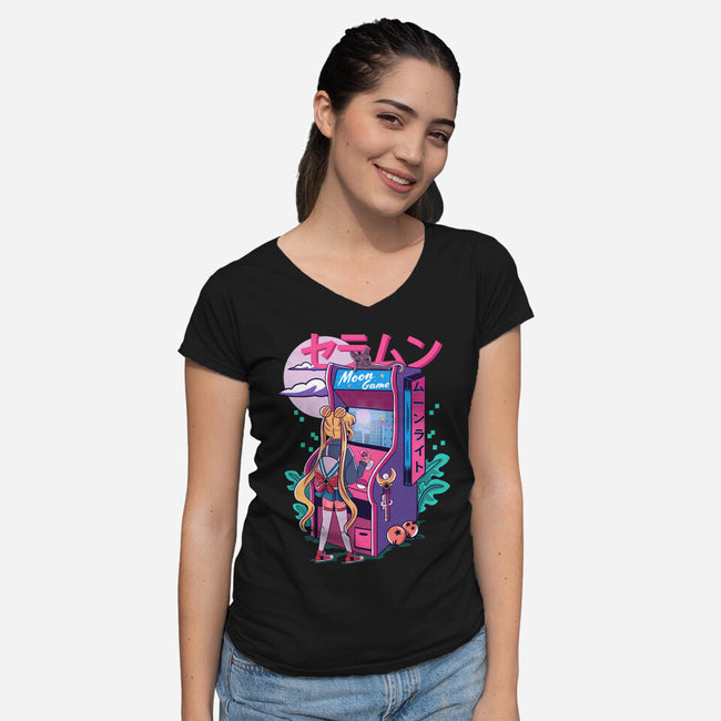 Moon Game-womens v-neck tee-Conjura Geek