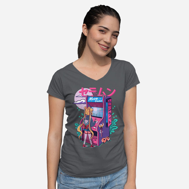 Moon Game-womens v-neck tee-Conjura Geek