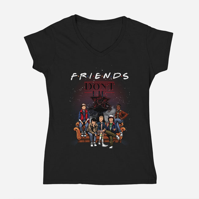 Stranger Friends-womens v-neck tee-Conjura Geek