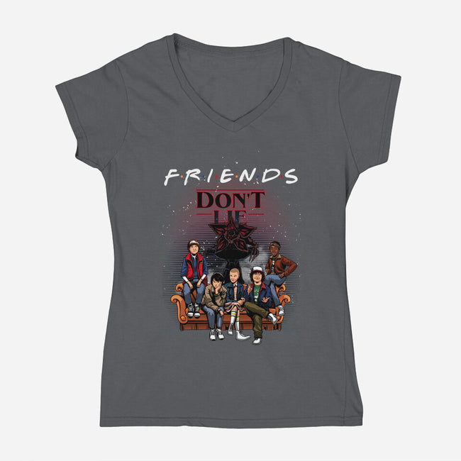 Stranger Friends-womens v-neck tee-Conjura Geek