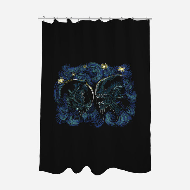 Starry Alien-none polyester shower curtain-zascanauta