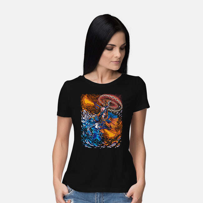 Fire And Thunder-womens basic tee-alanside