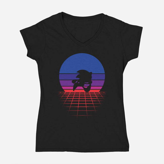 Sonic Wave-womens v-neck tee-Ink-Mouse