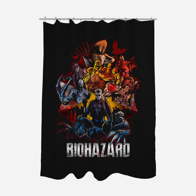 Biohazard-none polyester shower curtain-Conjura Geek