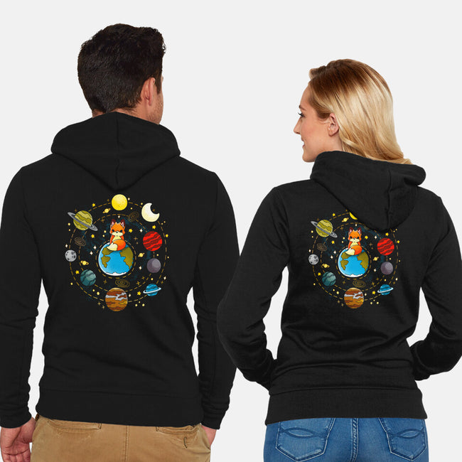 Fox Solar System-unisex zip-up sweatshirt-Vallina84