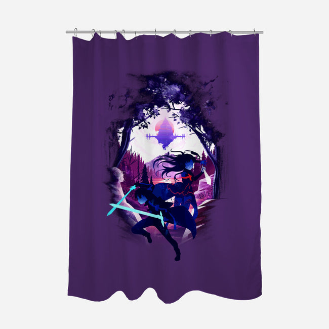 Swordsman Couple-none polyester shower curtain-bellahoang