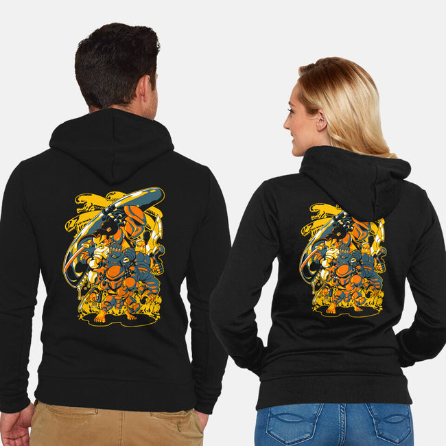 Hunting Aliens-unisex zip-up sweatshirt-1Wing