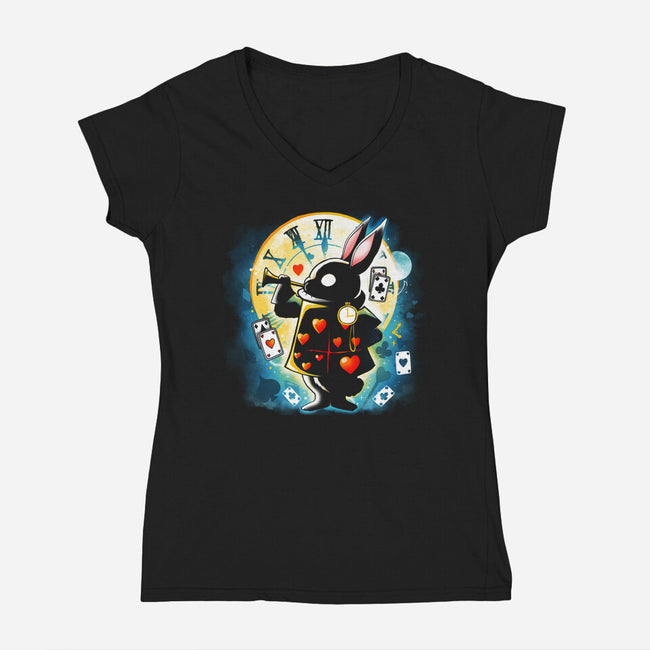 White Rabbit-womens v-neck tee-Vallina84