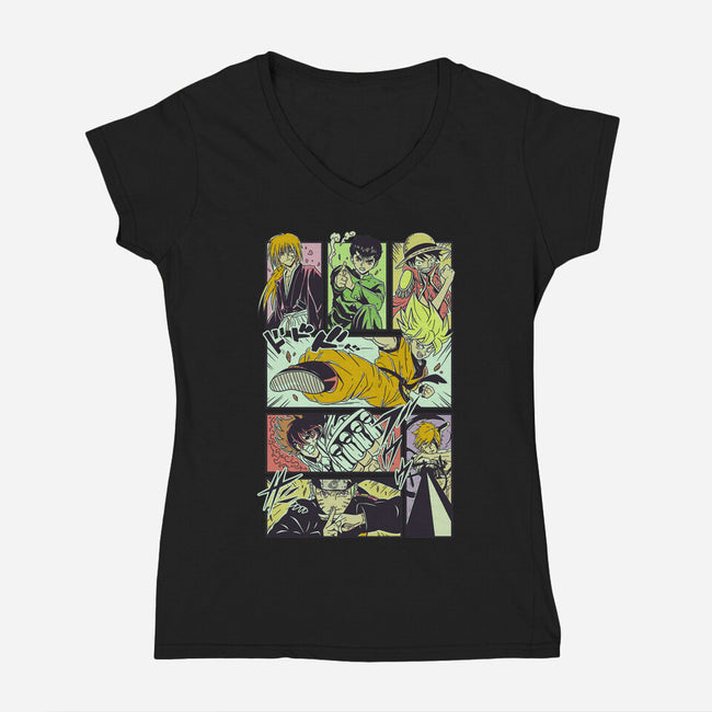 Shonen Anime Classics-womens v-neck tee-Bellades