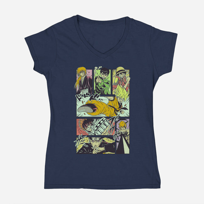 Shonen Anime Classics-womens v-neck tee-Bellades