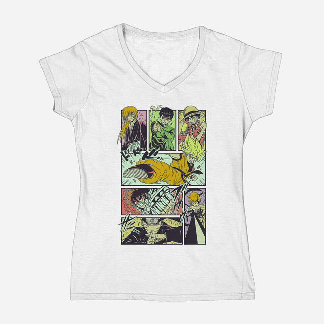 Shonen Anime Classics-womens v-neck tee-Bellades