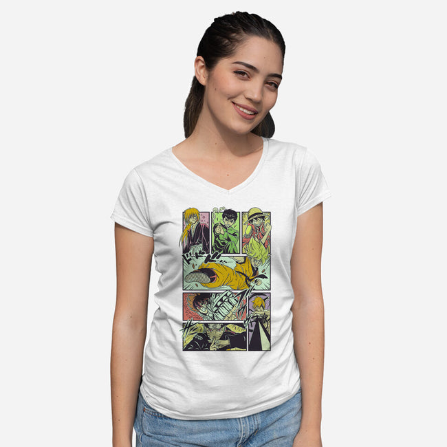 Shonen Anime Classics-womens v-neck tee-Bellades
