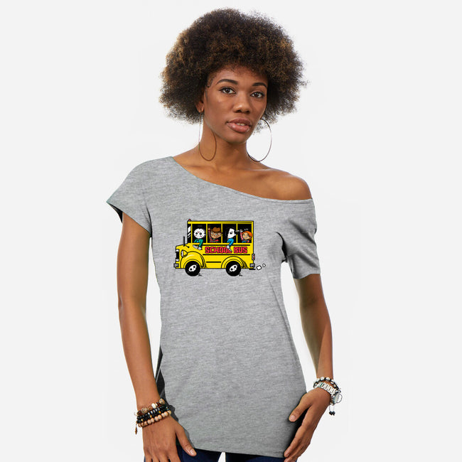 Horror School Bus-womens off shoulder tee-krisren28