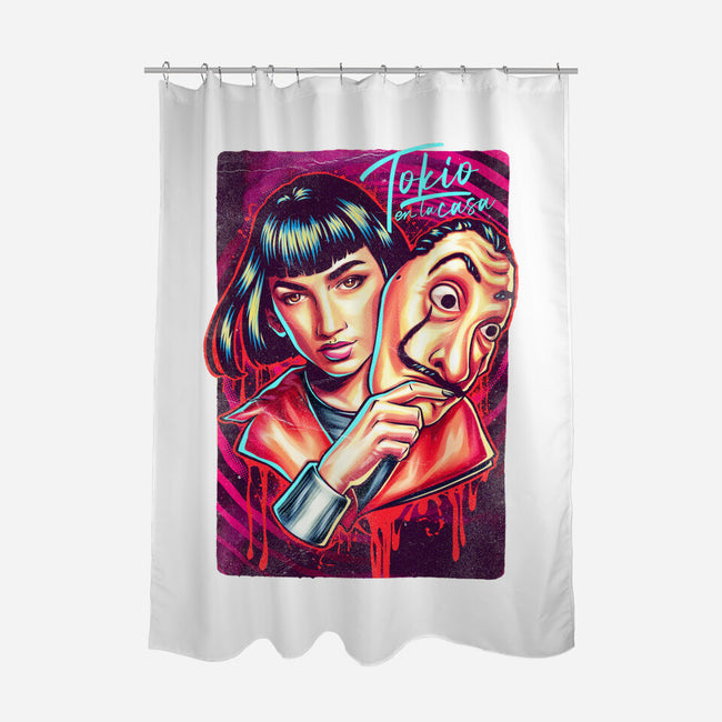 Tokyo Robbers Girl-none polyester shower curtain-Hova