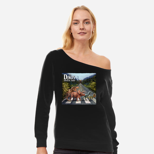 Jurassic Road-womens off shoulder sweatshirt-daobiwan