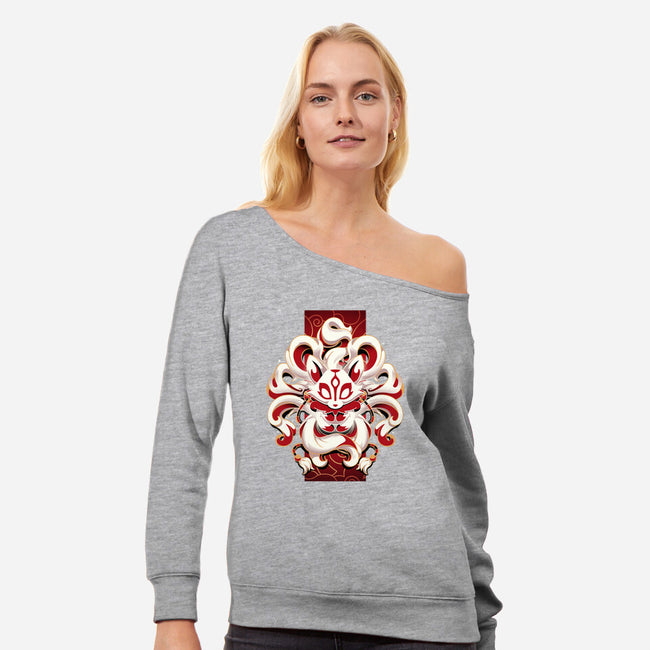 Fox Spirit-womens off shoulder sweatshirt-Snouleaf