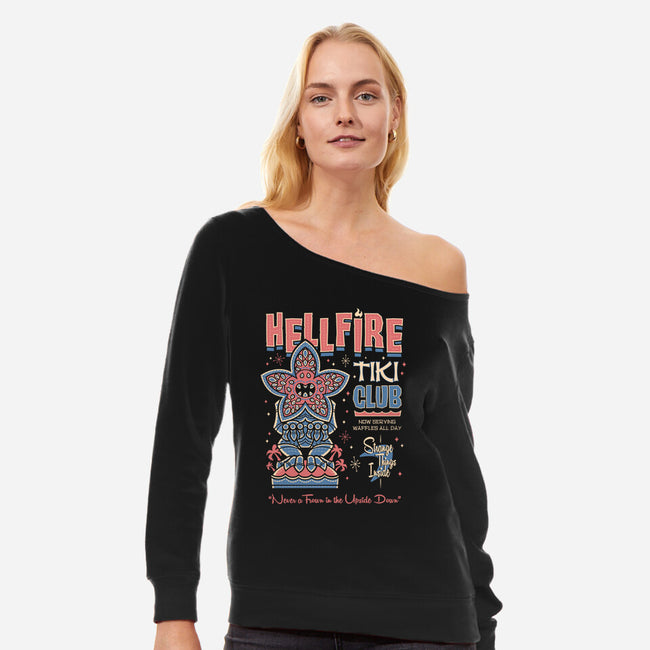 Hellfire Tiki Club-womens off shoulder sweatshirt-Nemons