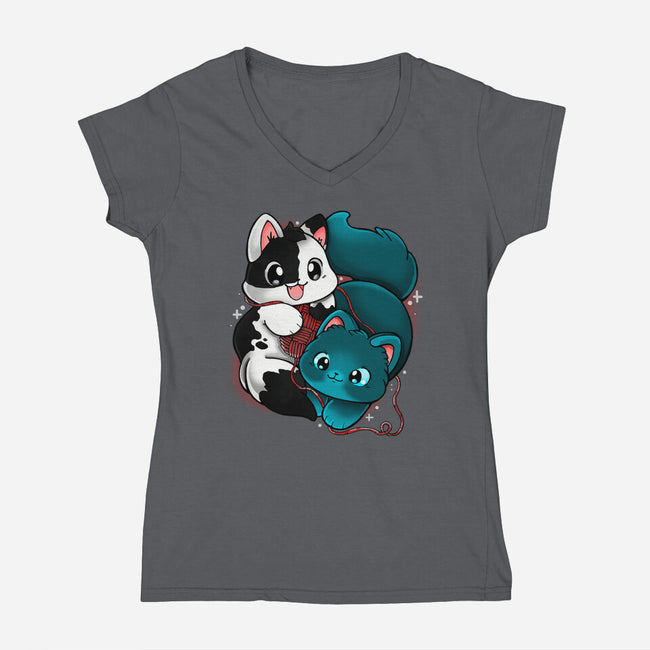 Kittens At Play-womens v-neck tee-Vallina84