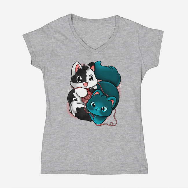 Kittens At Play-womens v-neck tee-Vallina84
