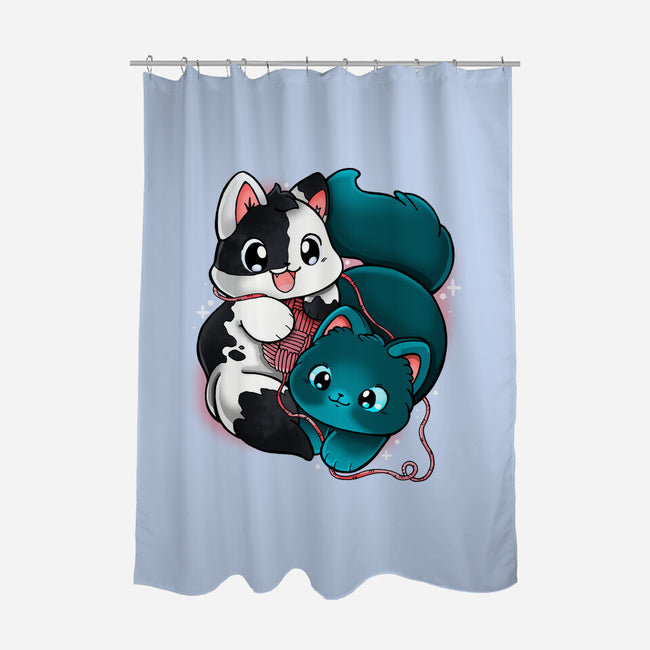 Kittens At Play-none polyester shower curtain-Vallina84