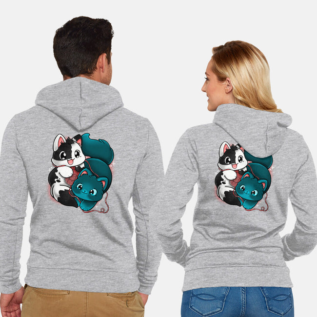 Kittens At Play-unisex zip-up sweatshirt-Vallina84