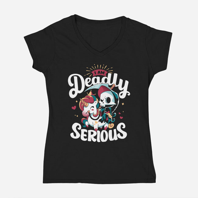 Deadly Serious-womens v-neck tee-Snouleaf