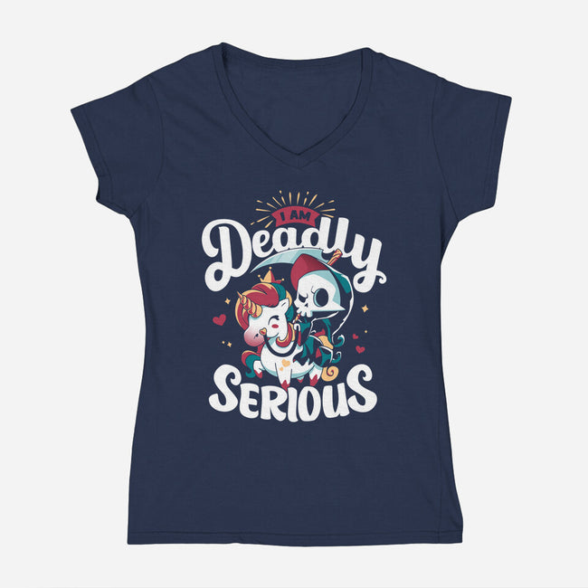 Deadly Serious-womens v-neck tee-Snouleaf