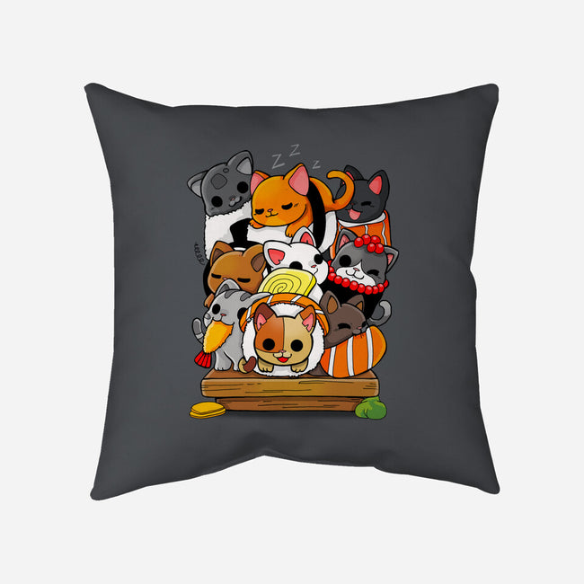 CatSushi-none removable cover w insert throw pillow-Vallina84