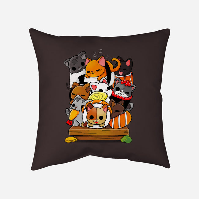CatSushi-none removable cover w insert throw pillow-Vallina84