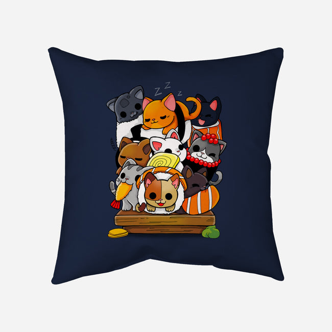 CatSushi-none removable cover w insert throw pillow-Vallina84