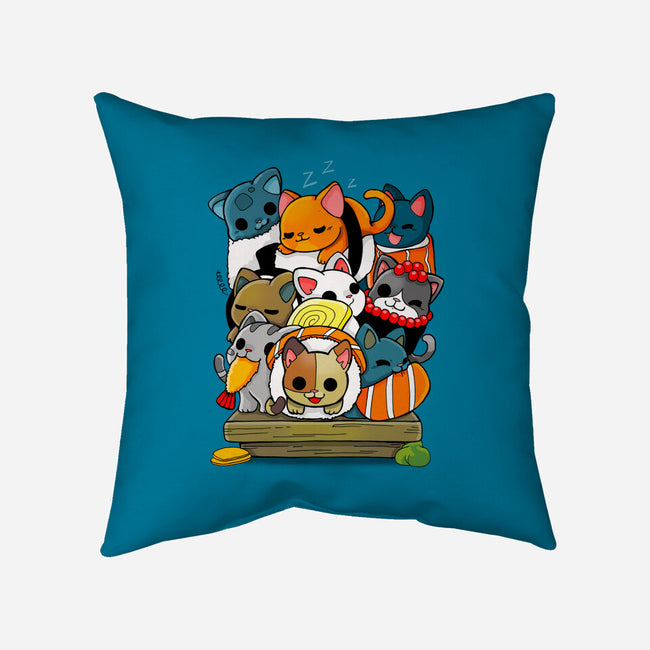 CatSushi-none removable cover w insert throw pillow-Vallina84
