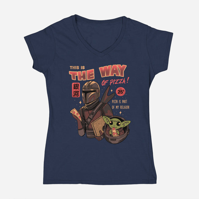 Stellar Pizza-womens v-neck tee-Conjura Geek