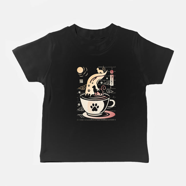 Coffee Night Japanese Cats-baby basic tee-Logozaste