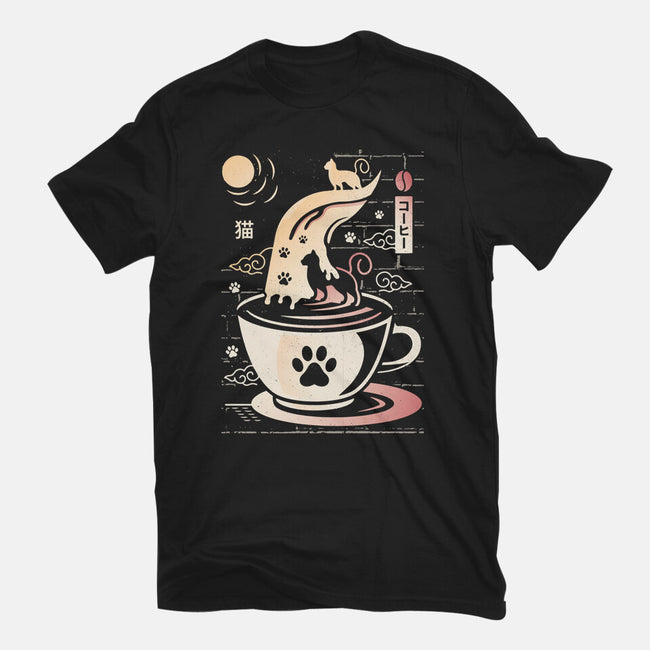 Coffee Night Japanese Cats-womens basic tee-Logozaste