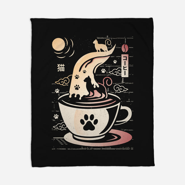 Coffee Night Japanese Cats-none fleece blanket-Logozaste