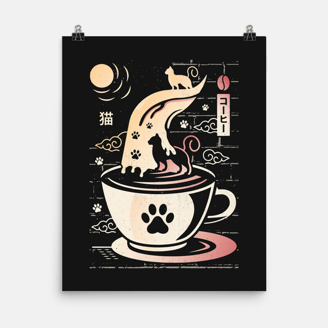 Coffee Night Japanese Cats-none matte poster-Logozaste
