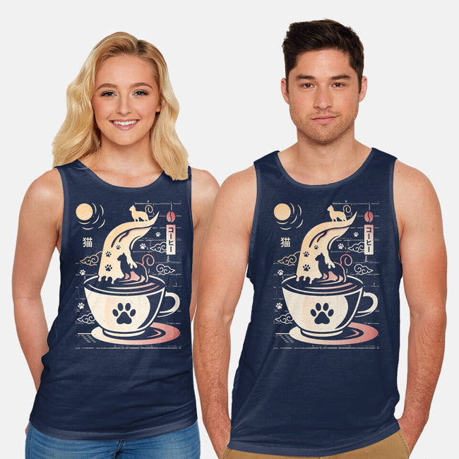 Coffee Night Japanese Cats-unisex basic tank-Logozaste