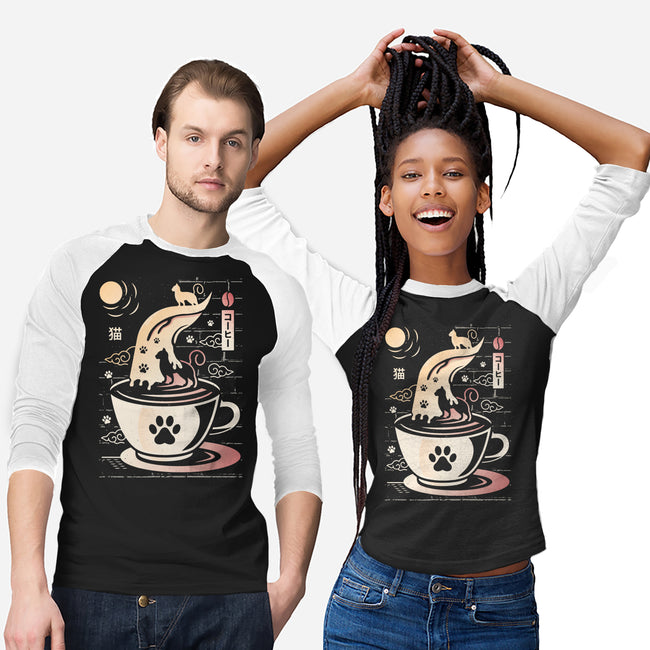 Coffee Night Japanese Cats-unisex baseball tee-Logozaste